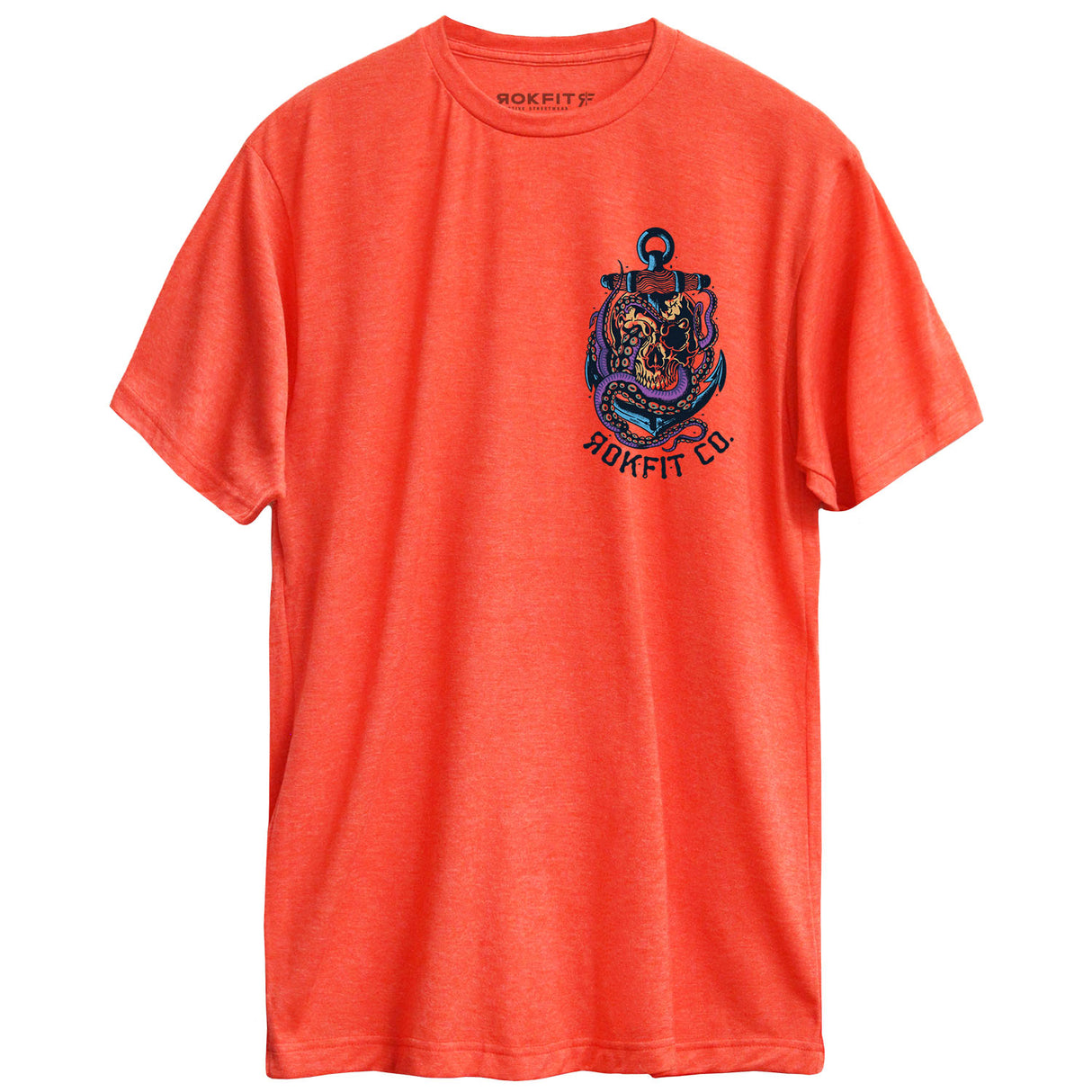 Front view of unisex heather orange Active Tee with 'Prepare For The Unknown' graphic
