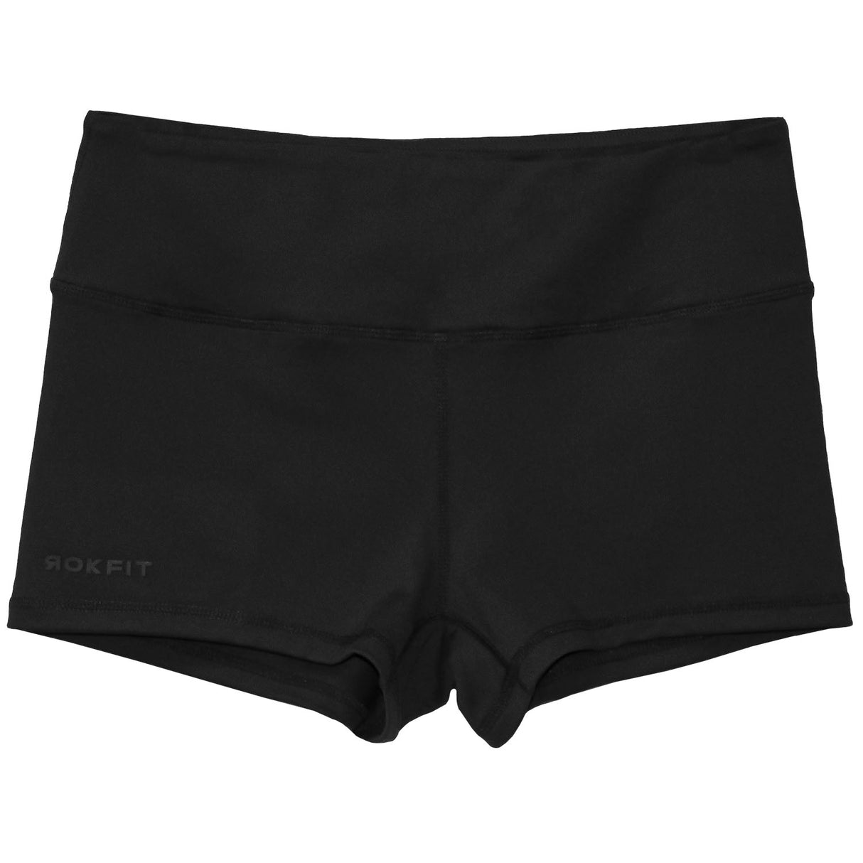 Front view of black 2.5-inch booty shorts
