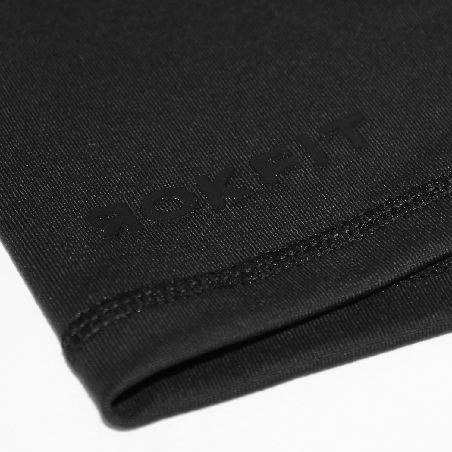 Front view of black 2.5-inch booty shorts RokFit logo