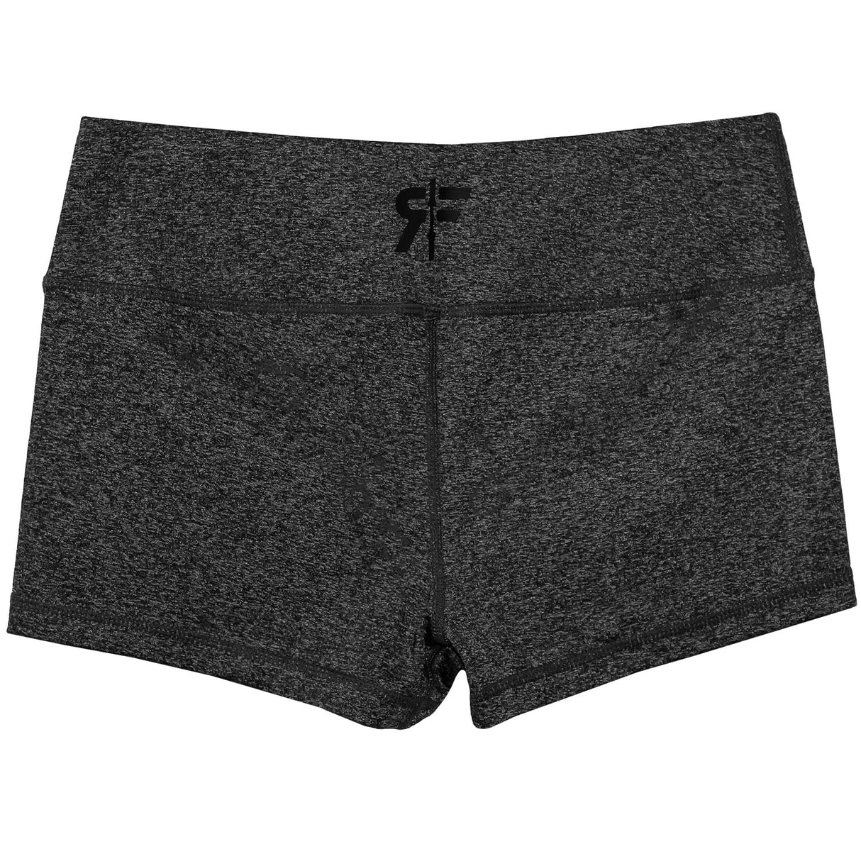 Back view of heather black 2.5-inch booty shorts