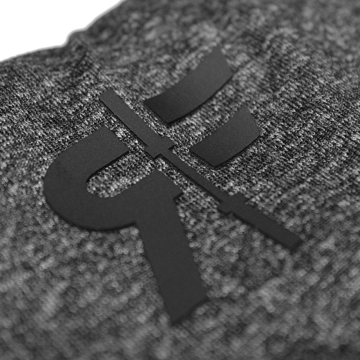 Back view of heather black 2.5-inch booty shorts RF logo