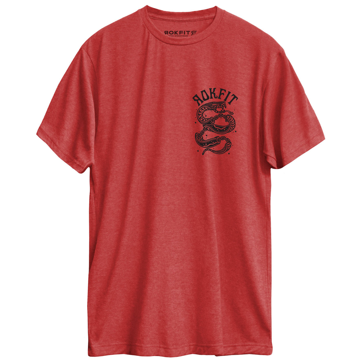Front view of unisex heather red Active Tee with 'Unbroken' graphic