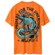 Back view of orange unisex Active Tee with 'Prepare For The Unknown' graphic